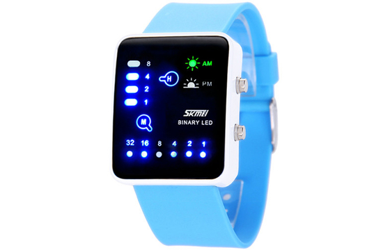 Relojes rosados del binario del contraluz del EL del reloj del silicón LED Digital